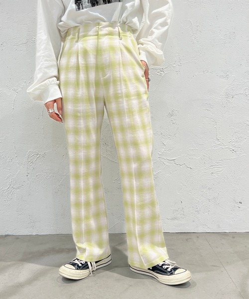 apres jour mignon（アプレジュールミニョン）の「オンブレチェックパンツ【ZOZOTOWN限定アイテム】（その他パンツ・レディース・グリーン系その他/ピンク系その他・MEDIUM/SMALL/X-LARGE）」の3枚目の写真
