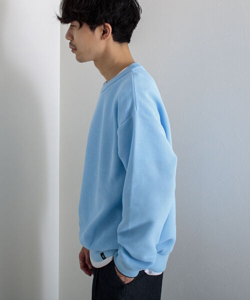 GLOSTER（グロスター）の「《ニット＋カットソーの2点SET》レイヤードプルオーバーニット【WEB限定カラーあり】（ニット/セーター・メンズ・チャコールグレー/ベージュ/サックスブルー/ミント・MEDIUM/LARGE）」の6枚目の写真