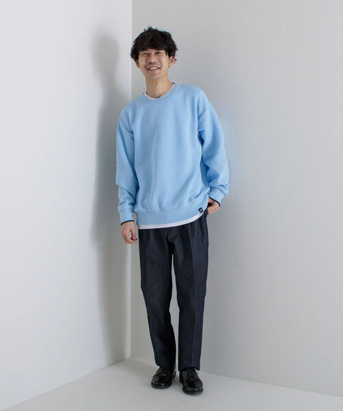 GLOSTER（グロスター）の「《ニット＋カットソーの2点SET》レイヤードプルオーバーニット【WEB限定カラーあり】（ニット/セーター・メンズ・チャコールグレー/ベージュ/サックスブルー/ミント・MEDIUM/LARGE）」の9枚目の写真