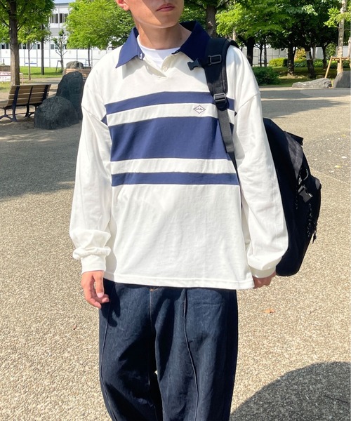 PairPair（ペアペア）の「ラガーポロシャツ(ユニセックス)（シャツ/ブラウス・メンズ・ネイビー/オフホワイト/イエロー・フリー）」の6枚目の写真