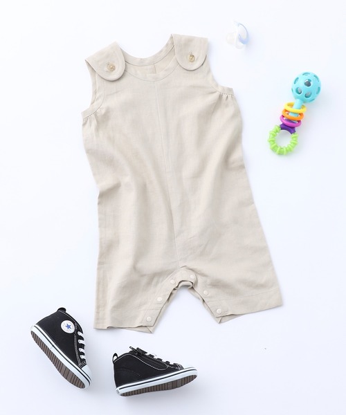 CIAOPANIC TYPY（チャオパニックティピー）の「【KIDS】OSOROウォッシャブルリネンBABYロンパース（ロンパース・キッズ・ホワイト/チャコールグレー/ベージュ/バイオレット・80）」の4枚目の写真
