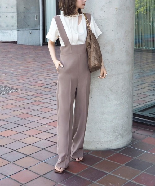 LAULEN（ローレン）の「HW suspender pants/ハイウエストサスペンダーパンツ（サロペット/オーバーオール・レディース・ブラウン/ブラック/イエロー/アッシュブラウン・FREE）」の16枚目の写真