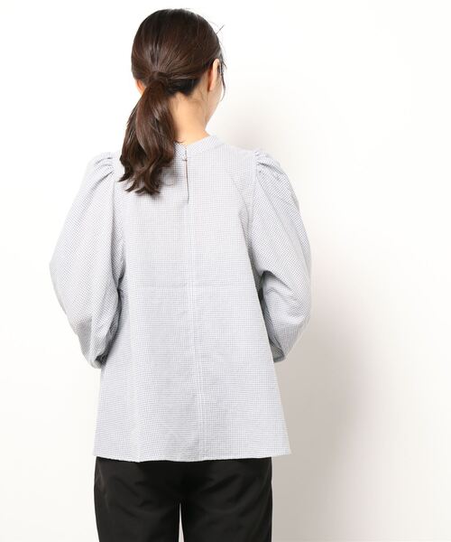 y/m by misato（イムバイミサト）の「ギンガムチェック7分袖ボリュームブラウス（シャツ/ブラウス・レディース・グレー/ブラック・FREE）」の7枚目の写真