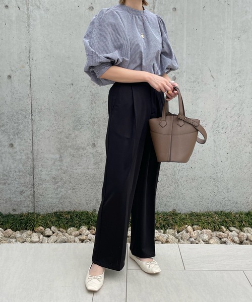 y/m by misato（イムバイミサト）の「ギンガムチェック7分袖ボリュームブラウス（シャツ/ブラウス・レディース・グレー/ブラック・FREE）」の10枚目の写真