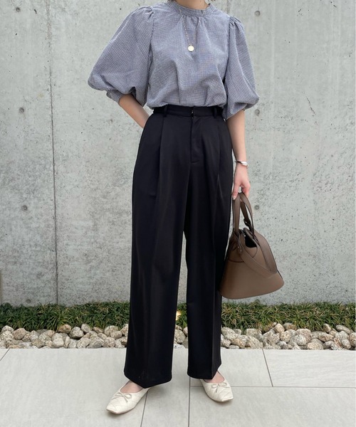 y/m by misato（イムバイミサト）の「ギンガムチェック7分袖ボリュームブラウス（シャツ/ブラウス・レディース・グレー/ブラック・FREE）」の11枚目の写真