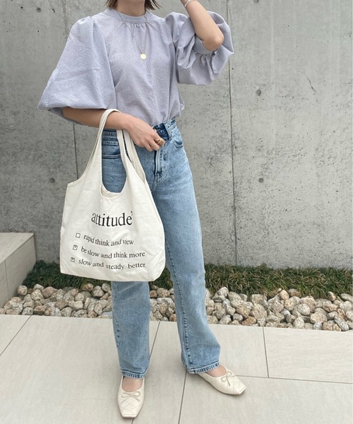 y/m by misato（イムバイミサト）の「ギンガムチェック7分袖ボリュームブラウス（シャツ/ブラウス・レディース・グレー/ブラック・FREE）」の14枚目の写真