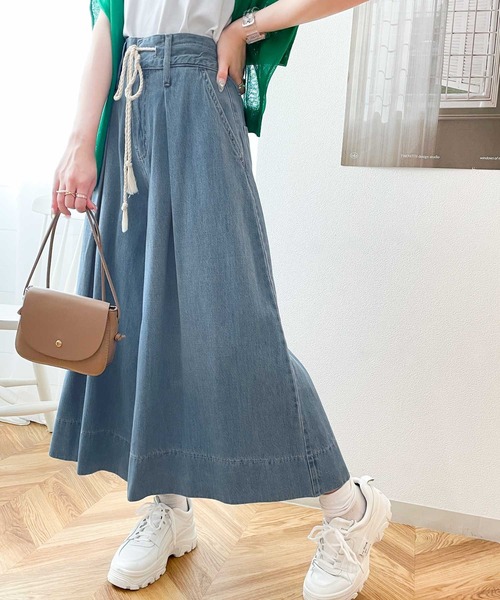 gramblue(グラムブルー)の「大人のリラックスStyle。縄紐ベルト付きクロップドワイドパンツ(その他パンツ・レディース・ベージュ/オフホワイト/ブルー・SMALL/MEDIUM)」の3枚目の写真