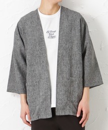 七分袖布帛カーディガン+半袖Tシャツ セット アンサンブル