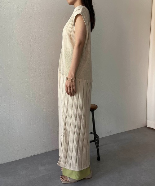 CAPRICIEUX LE'MAGE（カプリシューレマージュ）の「パネル編みジレワンピース（ワンピース・レディース・アイボリー/モカ・FREE）」の18枚目の写真