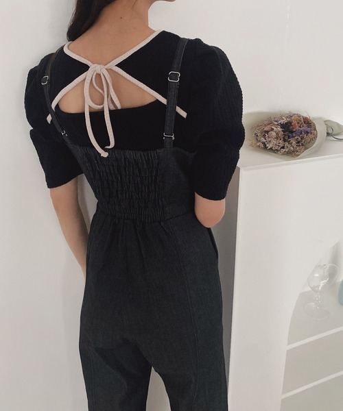 ADIRA（アディラ）の「ダブルボタンデニムサロペット（デニムパンツ・レディース・ブルー/ブラック・MEDIUM）」の14枚目の写真