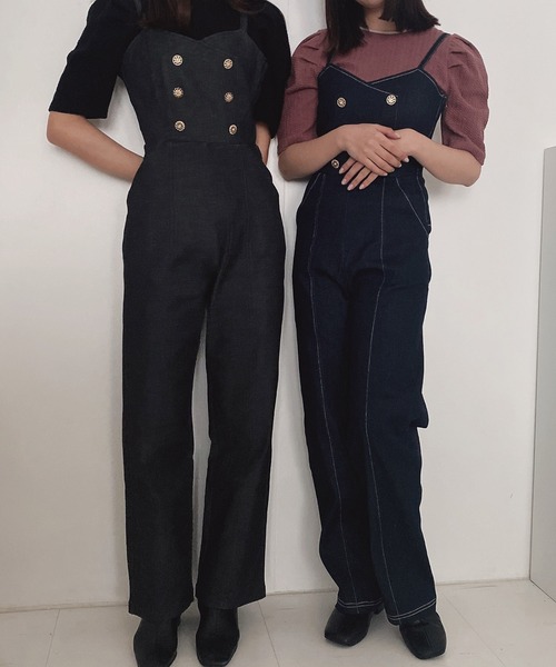 ADIRA（アディラ）の「ダブルボタンデニムサロペット（デニムパンツ・レディース・ブルー/ブラック・MEDIUM）」の15枚目の写真