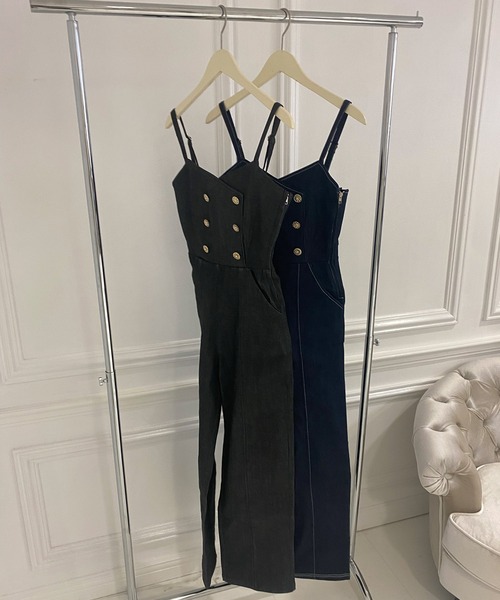 ADIRA（アディラ）の「ダブルボタンデニムサロペット（デニムパンツ・レディース・ブルー/ブラック・MEDIUM）」の13枚目の写真