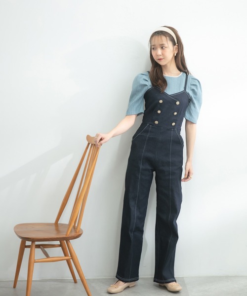 ADIRA（アディラ）の「ダブルボタンデニムサロペット（デニムパンツ・レディース・ブルー/ブラック・MEDIUM）」の16枚目の写真