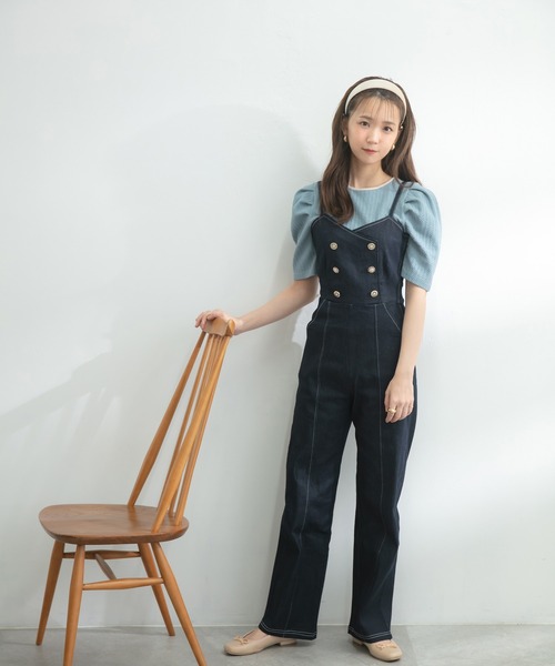 ADIRA（アディラ）の「ダブルボタンデニムサロペット（デニムパンツ・レディース・ブルー/ブラック・MEDIUM）」の17枚目の写真