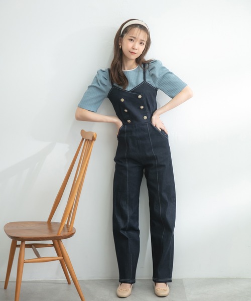 ADIRA（アディラ）の「ダブルボタンデニムサロペット（デニムパンツ・レディース・ブルー/ブラック・MEDIUM）」の18枚目の写真