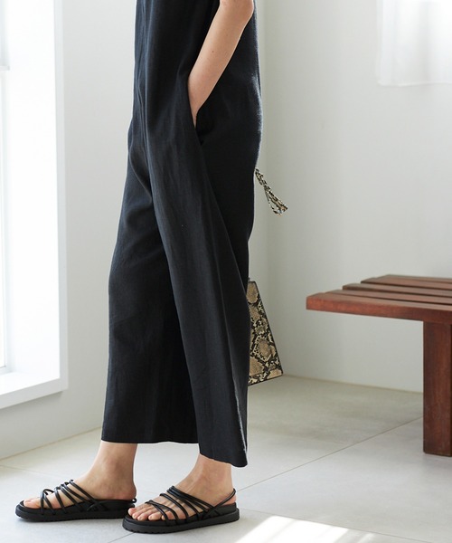 GeeRA（ジーラ）の「麻混オールインワン（つなぎ/オールインワン・レディース・ブラック/ベージュ・LARGE/MEDIUM）」の12枚目の写真