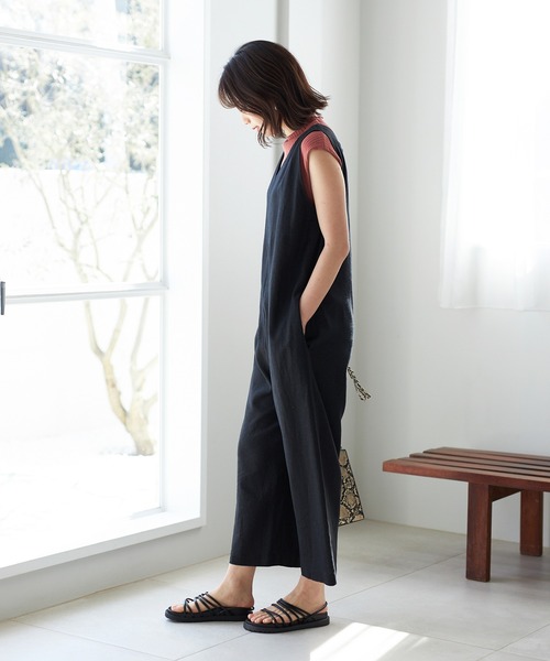 GeeRA（ジーラ）の「麻混オールインワン（つなぎ/オールインワン・レディース・ブラック/ベージュ・LARGE/MEDIUM）」の11枚目の写真