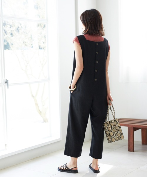 GeeRA（ジーラ）の「麻混オールインワン（つなぎ/オールインワン・レディース・ブラック/ベージュ・LARGE/MEDIUM）」の13枚目の写真