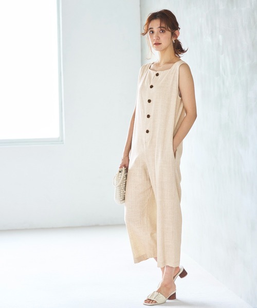 GeeRA（ジーラ）の「麻混オールインワン（つなぎ/オールインワン・レディース・ブラック/ベージュ・LARGE/MEDIUM）」の16枚目の写真