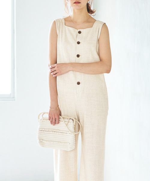 GeeRA（ジーラ）の「麻混オールインワン（つなぎ/オールインワン・レディース・ブラック/ベージュ・LARGE/MEDIUM）」の15枚目の写真