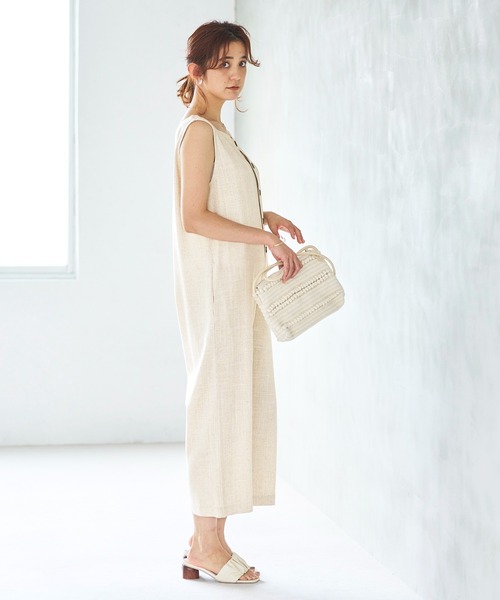 GeeRA（ジーラ）の「麻混オールインワン（つなぎ/オールインワン・レディース・ブラック/ベージュ・LARGE/MEDIUM）」の17枚目の写真