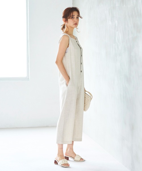 GeeRA（ジーラ）の「麻混オールインワン（つなぎ/オールインワン・レディース・ブラック/ベージュ・LARGE/MEDIUM）」の18枚目の写真