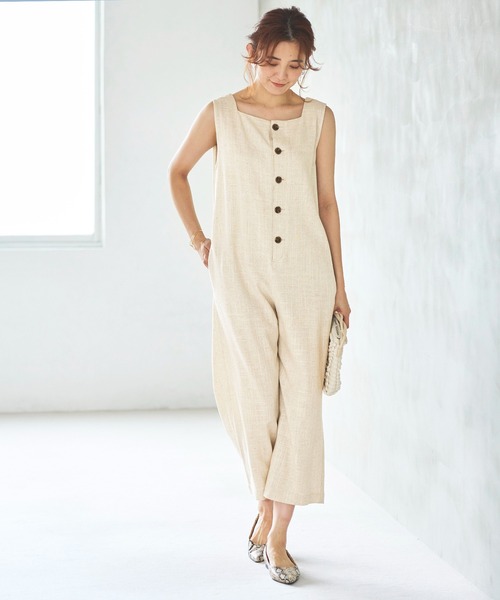 GeeRA（ジーラ）の「麻混オールインワン（つなぎ/オールインワン・レディース・ブラック/ベージュ・LARGE/MEDIUM）」の14枚目の写真