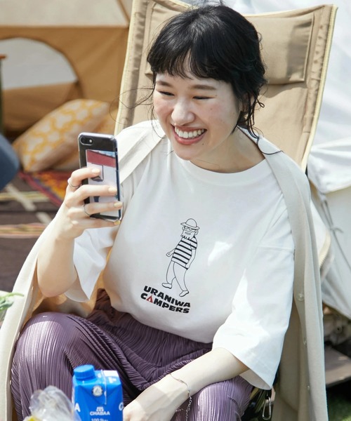 CRAFT STANDARD BOUTIQUE(クラフトスタンダードブティック)の「URANIWA CAMPERS プリントTEE *◆(Tシャツ/カットソー・レディース・I/J/H/F/A/B/G/K/L/D/E/C・M/L/S)」の1枚目の写真