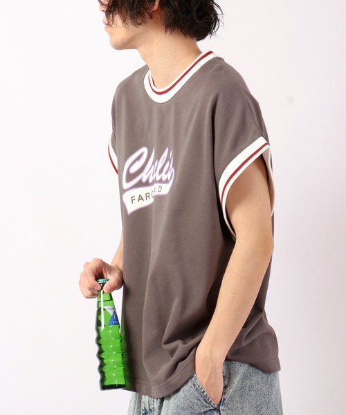 FUNALIVE（ファンアライブ）の「裏毛リブライン半袖プリントTシャツ（Tシャツ/カットソー・メンズ・チャコールグレー/グリーン/キナリ・M/L/XL）」の7枚目の写真