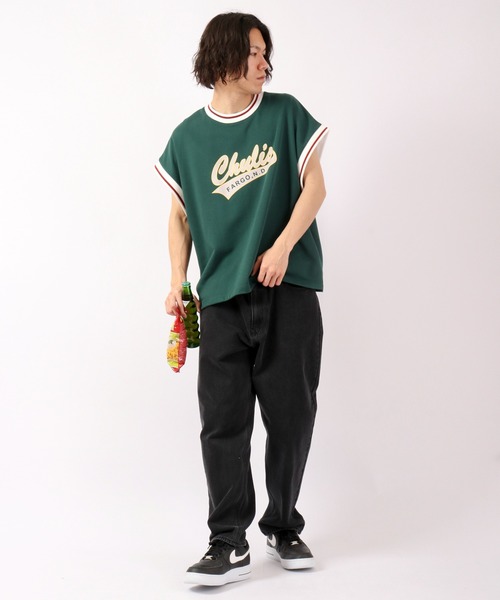 FUNALIVE（ファンアライブ）の「裏毛リブライン半袖プリントTシャツ（Tシャツ/カットソー・メンズ・チャコールグレー/グリーン/キナリ・M/L/XL）」の10枚目の写真
