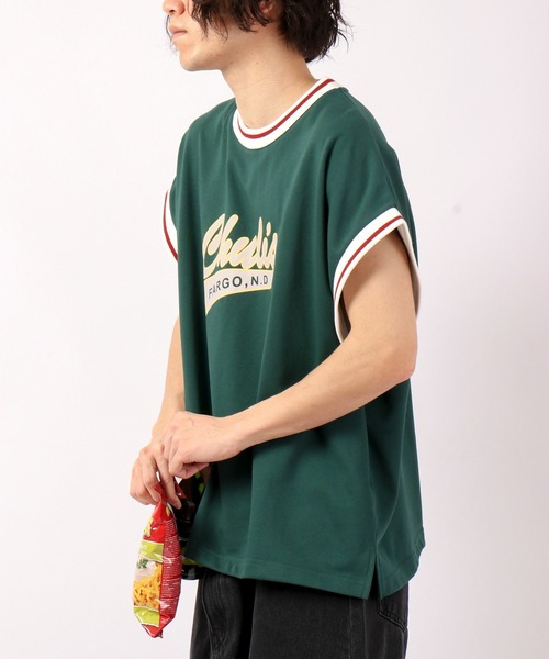 FUNALIVE（ファンアライブ）の「裏毛リブライン半袖プリントTシャツ（Tシャツ/カットソー・メンズ・チャコールグレー/グリーン/キナリ・M/L/XL）」の12枚目の写真