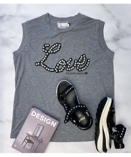 Adonisis(アドニシス)の「【Adonisis/アドニシス】LOVEパールスタッズタンクトップ(Tシャツ/カットソー・レディース・ブラック/ベージュ/グレー/ホワイト・FREE)」の20枚目の写真