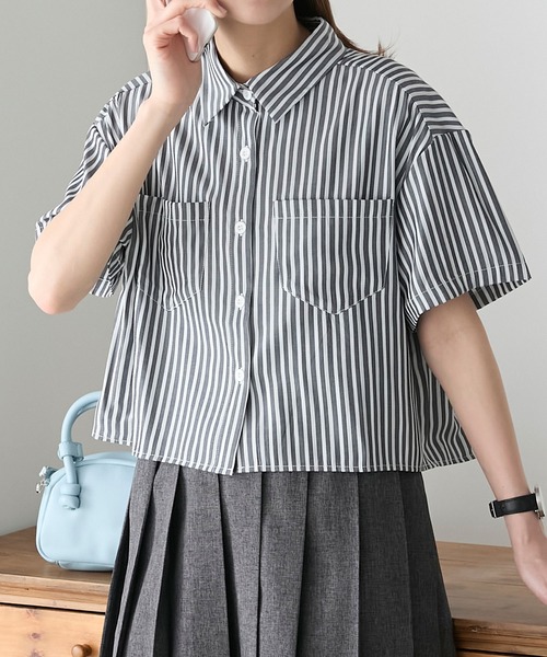 クロップドハーフスリーブシャツ（シャツ/ブラウス）｜BONLECILL  