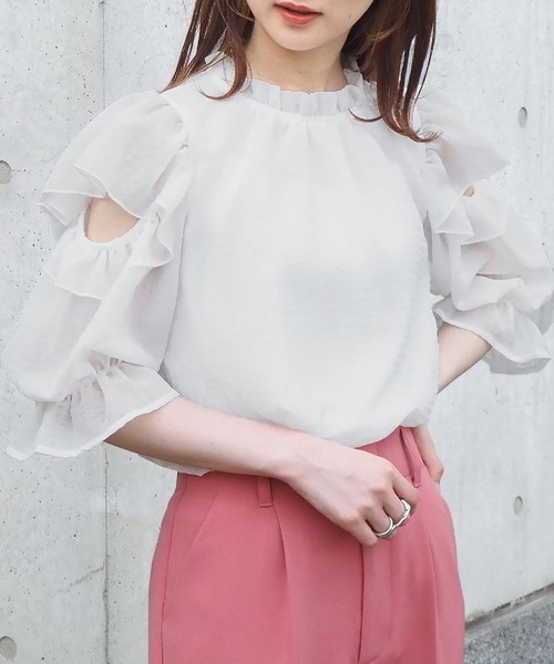 美品✨Litenドロップリボンブラウス　人気　肌見せ　上品 美品✨Litenドロップリボンブラウス 人気 肌見せ 上品