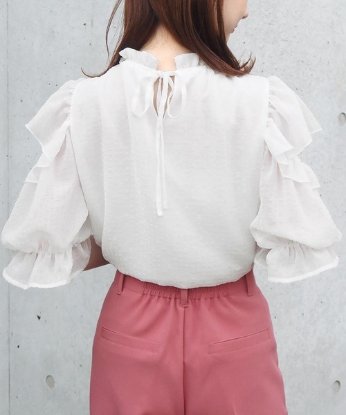tiptop（ティップトップ）の「肩開きバックリボンブラウス（シャツ/ブラウス・レディース・アイボリー/オフホワイト/ブラック/A/B・FREE）」の9枚目の写真
