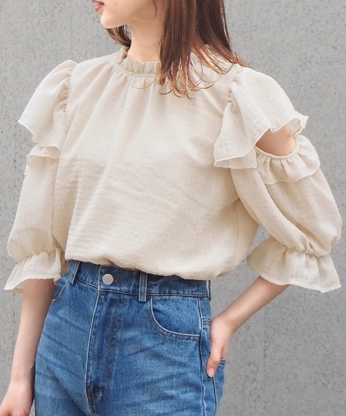 tiptop（ティップトップ）の「肩開きバックリボンブラウス（シャツ/ブラウス・レディース・アイボリー/オフホワイト/ブラック/A/B・FREE）」の12枚目の写真