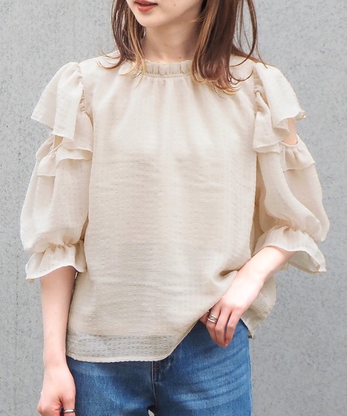 tiptop（ティップトップ）の「肩開きバックリボンブラウス（シャツ/ブラウス・レディース・アイボリー/オフホワイト/ブラック/A/B・FREE）」の14枚目の写真