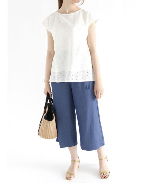 Te chichi（テチチ）の「ワイドクロップドパンツ（その他パンツ・レディース・ネイビー/ピンク/イエロー/ブルー・ﾌﾘ-）」の14枚目の写真