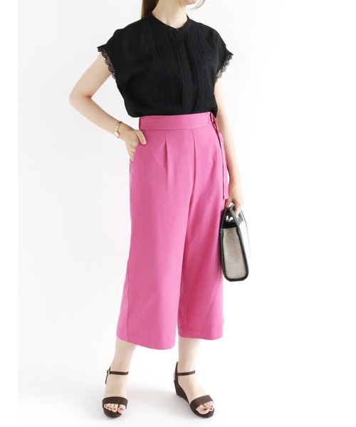 Te chichi（テチチ）の「ワイドクロップドパンツ（その他パンツ・レディース・ネイビー/ピンク/イエロー/ブルー・ﾌﾘ-）」の9枚目の写真