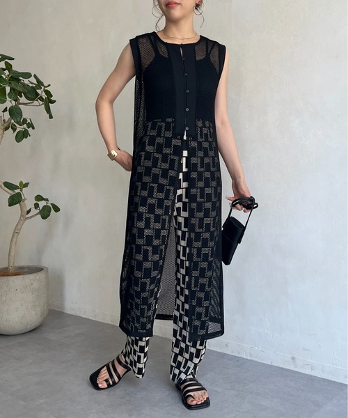 prose verse（プロズヴェール）の「ジレ2WAYメッシュワンピース（ワンピース・レディース・ブラック/ホワイト系その他・MEDIUM）」の2枚目の写真