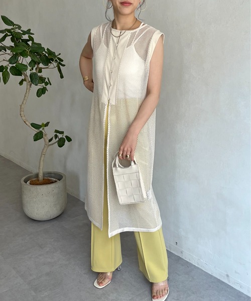 prose verse（プロズヴェール）の「ジレ2WAYメッシュワンピース（ワンピース・レディース・ブラック/ホワイト系その他・MEDIUM）」の5枚目の写真