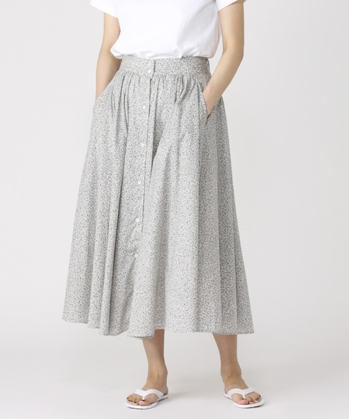 NIMES（ニーム）の「コットンブロードフロントボタンスカート（スカート・レディース・ホワイト/ブラック/チェック・1）」の2枚目の写真