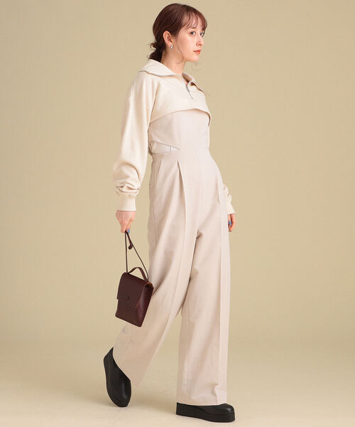 Ray BEAMS(レイビームス)の「Ray BEAMS / クロップド ハーフ ジップパーカー(パーカー・レディース・ブラック/ベージュ・ONE SIZE)」の10枚目の写真