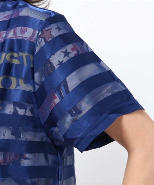 ★新品タグ付★HystericGlamour♥️総柄シースルー ボーダー‼ HYSTERIC GLAMOUR（ヒステリックグラマー）の「SCRATCH FEVER総