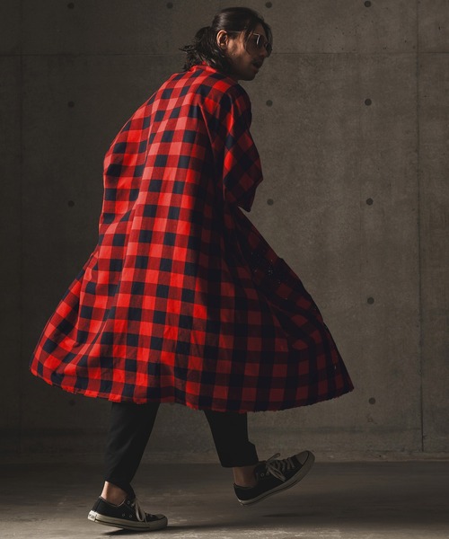 GLIMCLAP(グリムクラップ)の「mj8728-Plaid pattern-viyella material gownish design jacket ジャケット(その他アウター・メンズ・イエロー/ホワイト/レッド/グリーン・S/L/M)」の21枚目の写真