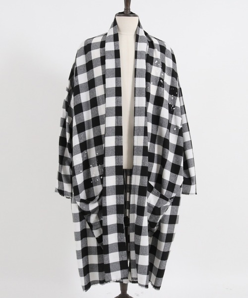 GLIMCLAP(グリムクラップ)の「mj8728-Plaid pattern-viyella material gownish design jacket ジャケット(その他アウター・メンズ・イエロー/ホワイト/レッド/グリーン・S/L/M)」の11枚目の写真