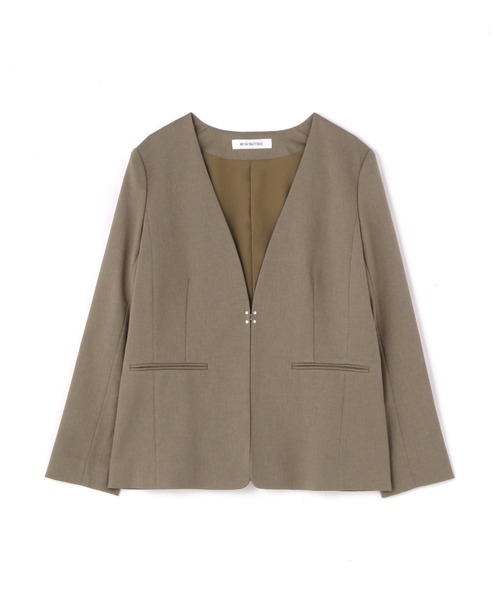 NATURAL BEAUTY BASIC(ナチュラルビューティーベーシック)の「<クラッシーセットアップシリーズ>Vノーカラージャケット(ノーカラージャケット・レディース・ベージュ/ブラウン・SMALL/MEDIUM)」の11枚目の写真