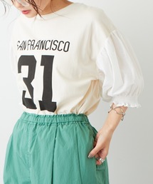 PUAL CE CIN | ボリューム袖ナンバリングT(Tシャツ/カットソー)