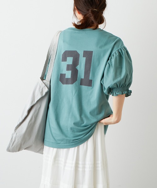 PUAL CE CIN（ピュアルセシン）の「ボリューム袖ナンバリングT（Tシャツ/カットソー・レディース・ベージュ/グリーン/ナチュラル・FREE）」の17枚目の写真