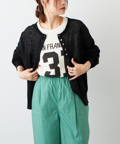 PUAL CE CIN（ピュアルセシン）の「ボリューム袖ナンバリングT（Tシャツ/カットソー・レディース・ベージュ/グリーン/ナチュラル・FREE）」の4枚目の写真